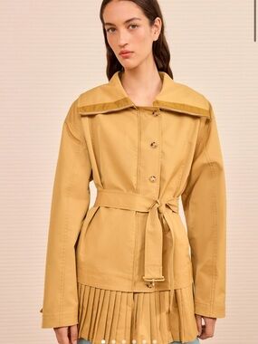 Ulla Johnson Lison Jacket with Pleat Detail Trench Coat
